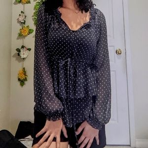 ❗2/$25 Bundle Discount❗Suzy shier - sheer polkadot top (S)
